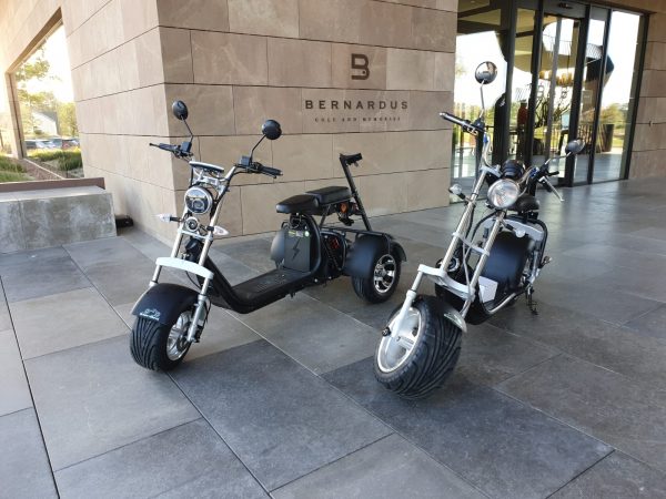 Electrische 3-wheel scooter met golftashouder