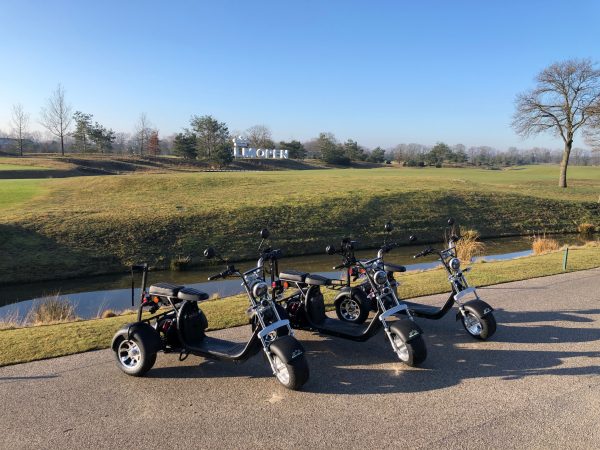 Electrische 3-wheel scooter met golftashouder